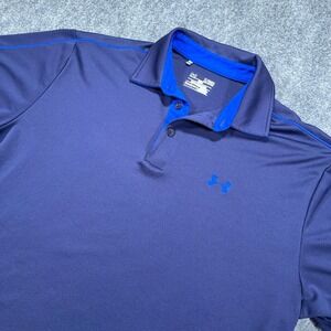 Under Armour Polo Shirt Mens XL‎ Navy Loose Stretch Golf Athletic HeatGear